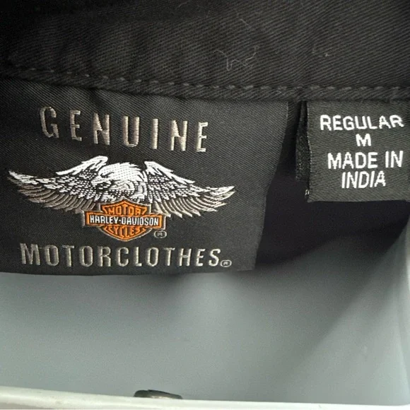 Harley Davidson Black 1 USA Mens Button Down Shirt  - Medium - Picture 6 of 8